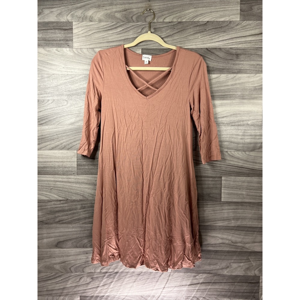 Womens Emberley 3 Quarter Sleeve Dress, Fashion Style, Young Womens Size XS Pink